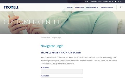 Customer Center | Navigator Login - Troxell Insurance