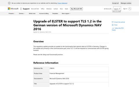 Upgrade of ELSTER to support TLS 1.2 in the German version ...