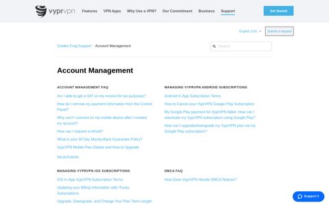 Account Management – Golden Frog Support