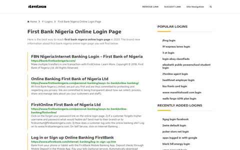 First Bank Nigeria Online Login Page ❤️ One Click Access