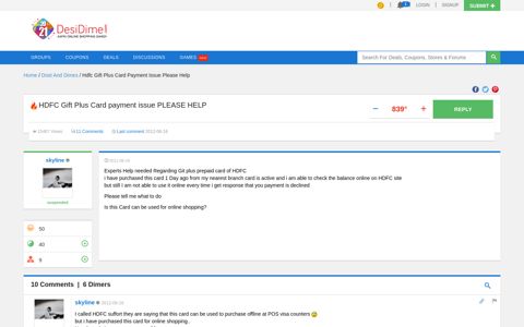 HDFC Gift Plus Card payment issue PLEASE HELP | DesiDime