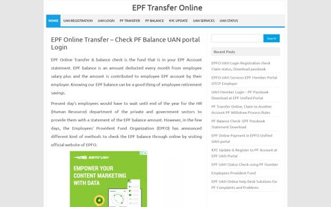 EPF Online Transfer - Check PF Balance UAN portal Login ...
