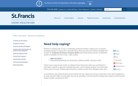 Resources for Employees - St. Francis Hospital