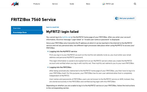 MyFRITZ! login failed | FRITZ!Box 7560 | AVM International