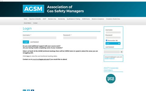 Login | - AGSM - The Association of Gas Safety Managers