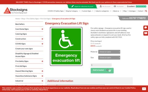 Emergency Evacuation Lift Sign | Stocksigns