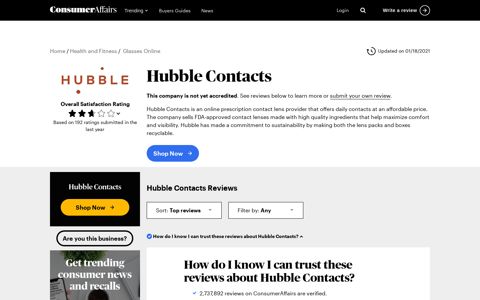 Top 200 Hubble Contacts Reviews - ConsumerAffairs.com