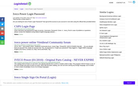 Iveco Power Login Password CSPS Login Page - https://csps ...
