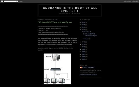 Ignorance is the root of all evil ... ;-): ZKSoftware ZEM500 ...