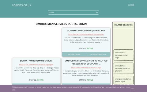 ombudsman services portal login - General Information about Login