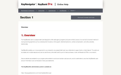 Key2Benefits Administrator - Section 1 - KeyBank