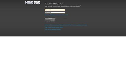 AT&T - HBO Go - Sign In