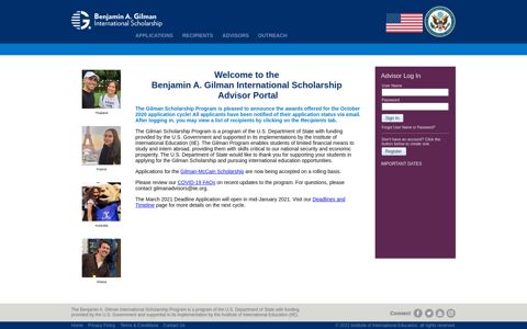 Advisor Portal - Benjamin A. Gilman International Scholarship