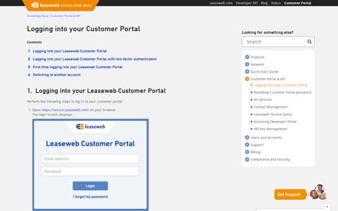 Logging into your Customer Portal - Leaseweb Knowledge Base