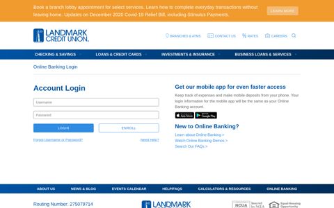Online Banking Login | Landmark Credit Union