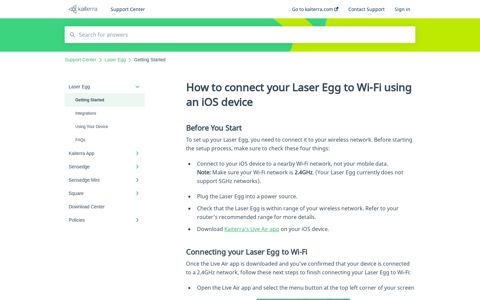 How to connect your Laser Egg to Wi-Fi using an iOS device