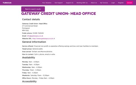Advice Finder - Gateway Credit Union- Head Office ... - Turn2Us