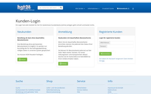 Kunden-Login hgt24.de Hausgerätetechnik - Ersatzteile für ...