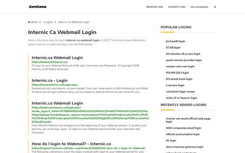 Internic Ca Webmail Login ❤️ One Click Access - iLoveLogin