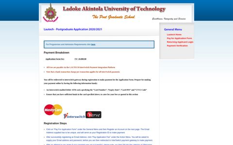 Lautech - Postgraduate Application Form - Postgraduate School