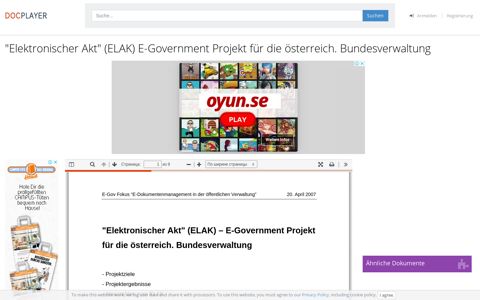 "Elektronischer Akt" (ELAK) E-Government Projekt für die ...