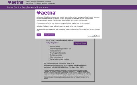 Login Page - Aetna Senior Products