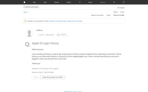 Apple ID Login History - Apple Community