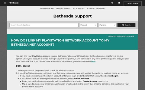 How do I link my PlayStation Network account to my Bethesda ...