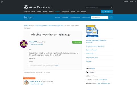 Including hyperlink on login page | WordPress.org