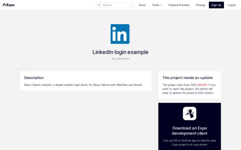 LinkedIn login example on Expo