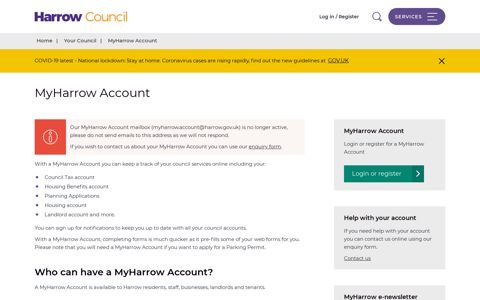 MyHarrow Account – Harrow Council