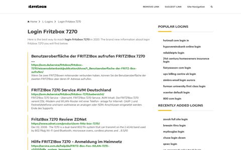 Login Fritzbox 7270 ❤️ One Click Access