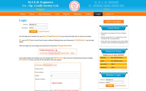 Login : M.S.E.B. Engineers Co-Op. Credit Society Ltd. Nagpur
