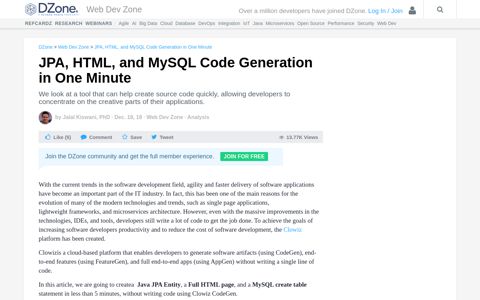 JPA, HTML, and MySQL Code Generation in One Minute ...