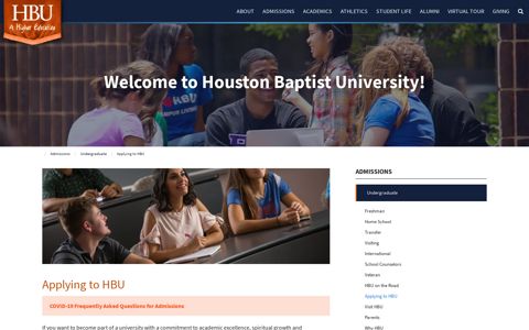 Applying to HBU | Houston Baptist University