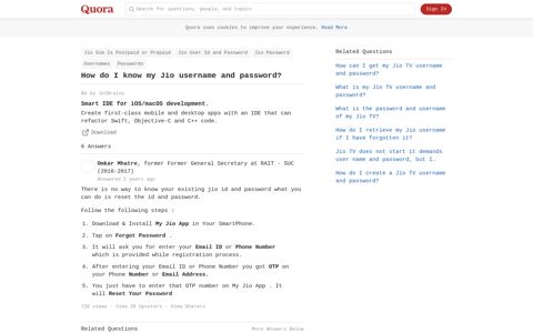 How to know my Jio username and password - Quora
