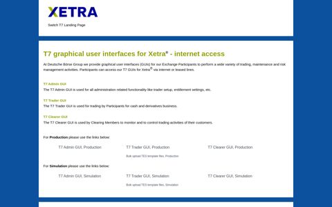 T7 graphical user interfaces for Xetra: Deutsche Börse