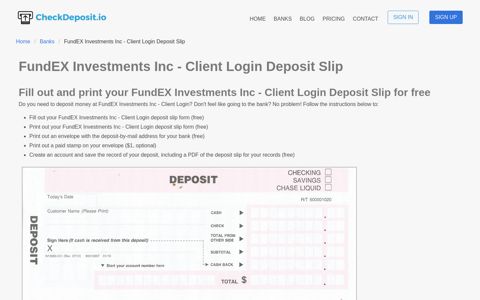 FundEX Investments Inc - Client Login Deposit Slip - Free ...