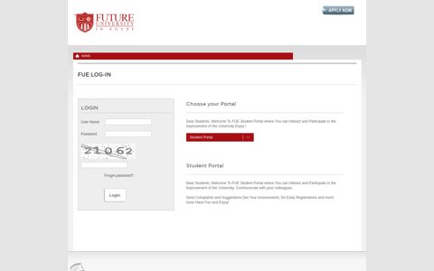 Student Portal - FUE log-in - Future University in Egypt