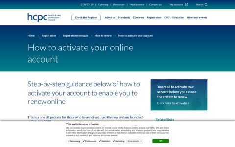How to activate your online account - HCPC