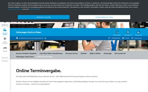 Online Terminvergabe - Volkswagen Zentrum Essen