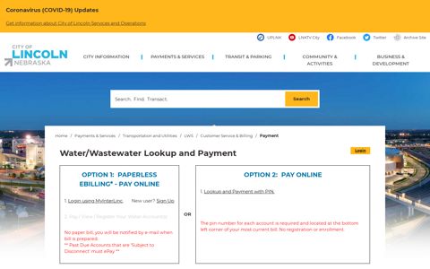 Water/Wastewater Lookup and Payment - lincoln.ne.gov