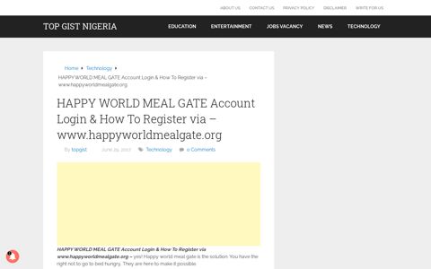 HAPPY WORLD MEAL GATE Account Login & How To ...