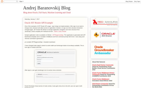 Andrej Baranovskij Blog: Oracle JET Router API Example