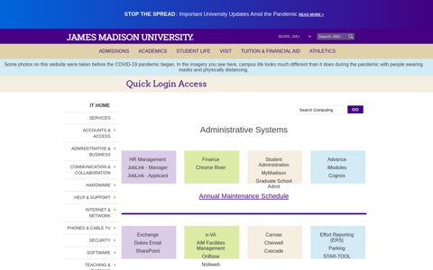 Quick Login Access - James Madison University