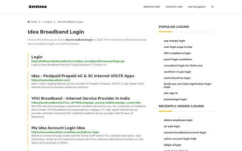 Idea Broadband Login ❤️ One Click Access - iLoveLogin