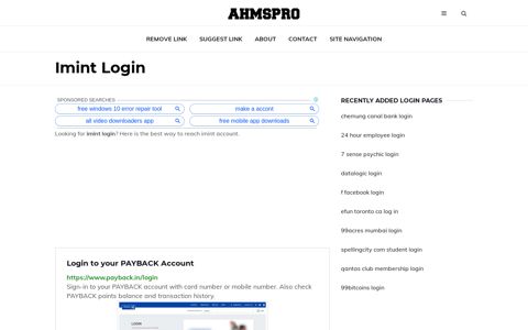 Imint Login ✔️ Login to your PAYBACK Account - AhmsPro.com
