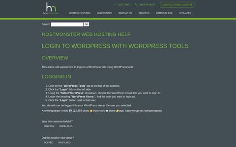 Login to WordPress with WordPress Tools - HostMonster