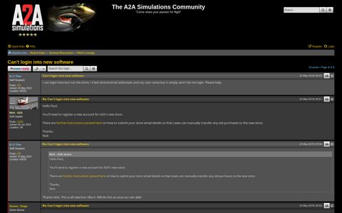 Can't login into new software - The A2A Simulations Community