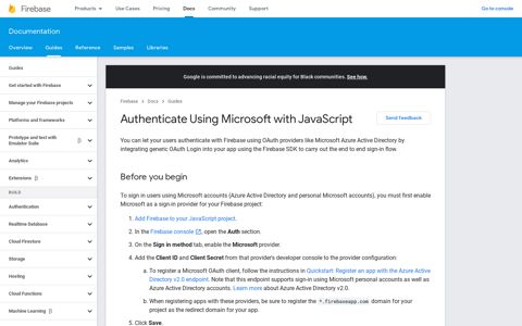 Authenticate Using Microsoft with JavaScript | Firebase